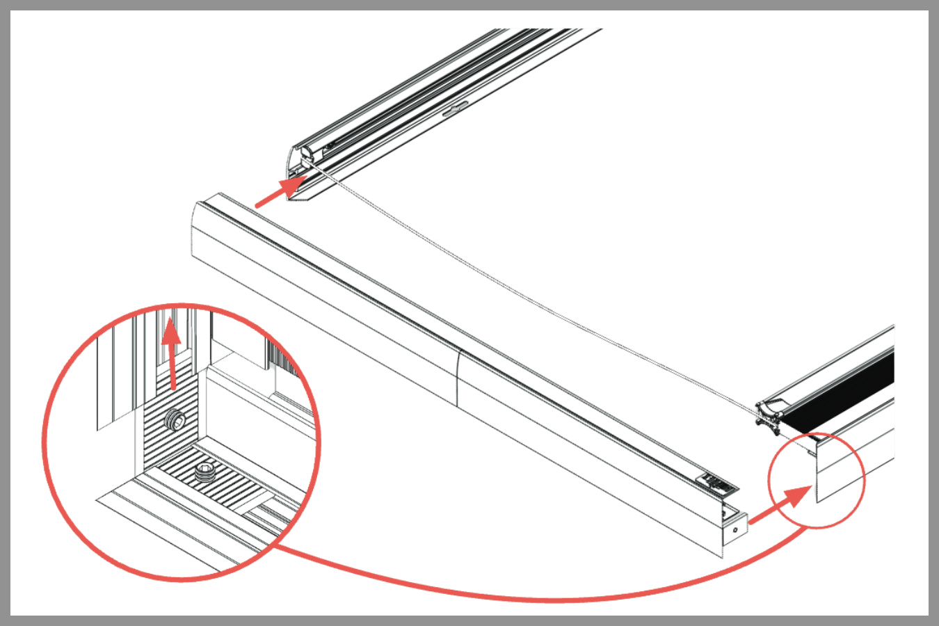 HO-PL assembly drawing showing tension handle installation