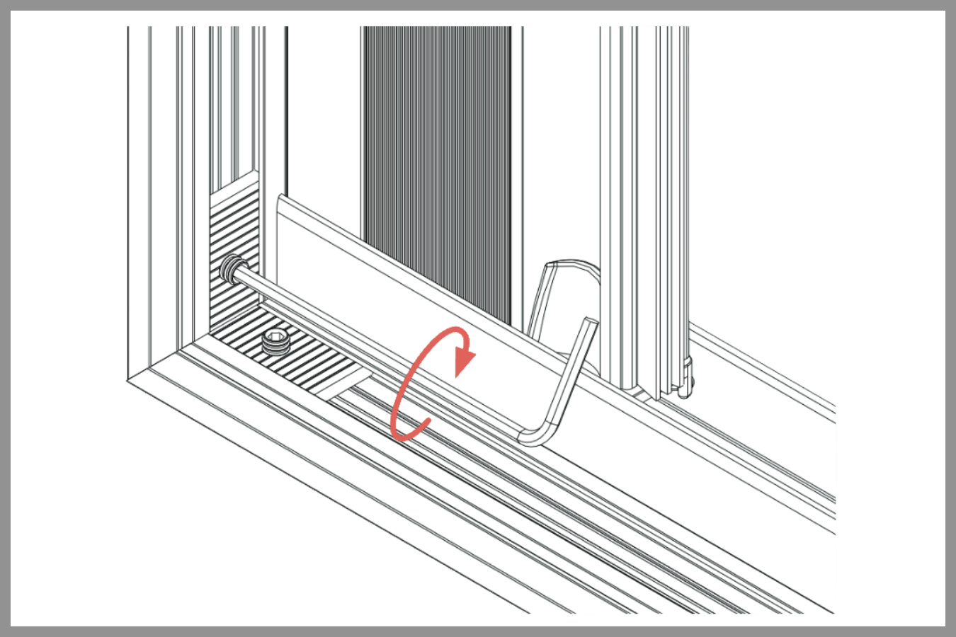 HO-PL assembly drawing showing tension handle rotation
